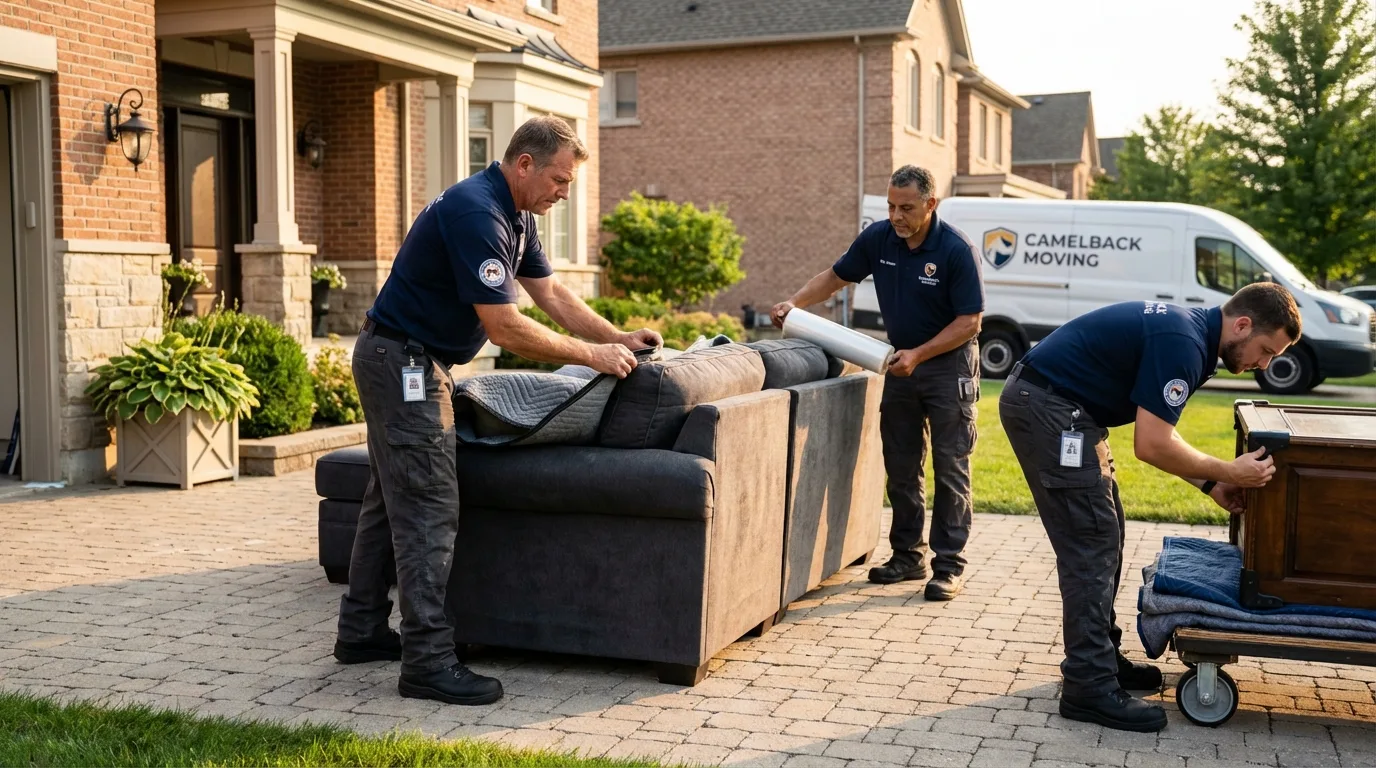 Large estate moving crew wrapping furniture in Tipp City, OH